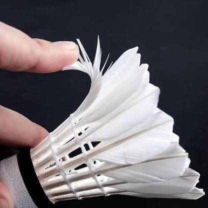 12-Pack Feather Badminton Shuttlecocks – Goose Feather & Foam Head for High-Speed Training & Outdoor - Ravar