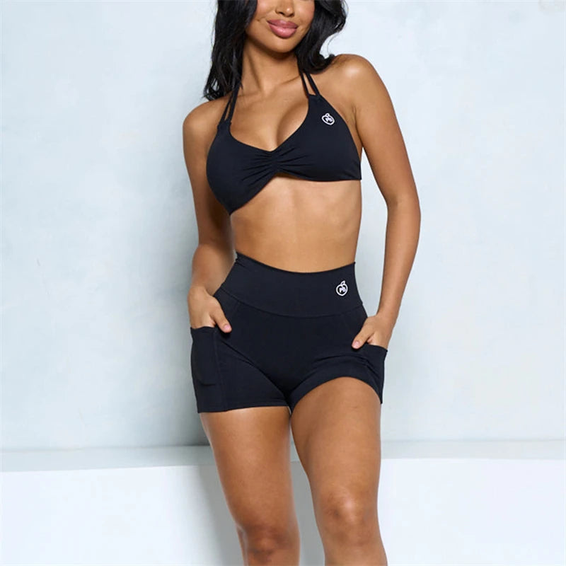 Two Piece Halter Bra and Short Set Bras Set