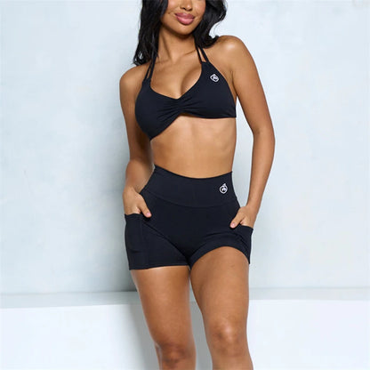 Two Piece Halter Bra and Short Set Bras Set