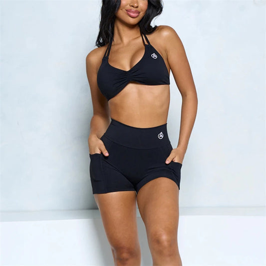 Two Piece Halter Bra and Short Set Bras Set
