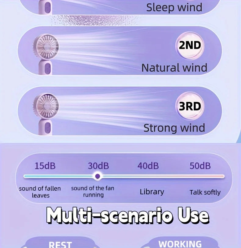 USB Mini Rechargeable Portable Fan with 3 Speeds, Handheld Fan for Gift Choice, Perfect For Office, Outdoor, Travel, Camping - Ravar