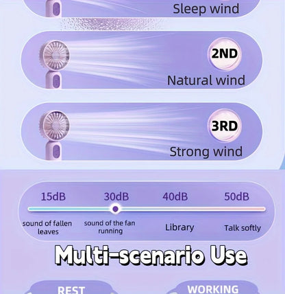 USB Mini Rechargeable Portable Fan with 3 Speeds, Handheld Fan for Gift Choice, Perfect For Office, Outdoor, Travel, Camping - Ravar