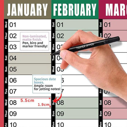 2025 Yearly Wall Calendar Annual Planner Home Decoration Desk Accessories Home Schedule Organizer 12 Months 365 Days Calendar - Ravar