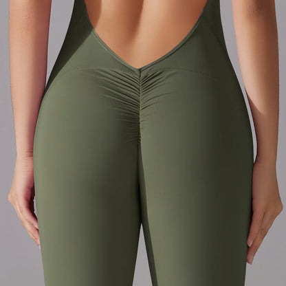 Women’s Scrunch Butt Backless Jumpsuit – Sexy Sleeveless Gym & Yoga One-Piece - Ravar