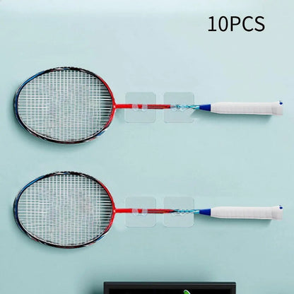 10-Pack Wall-Mounted Badminton Racket Hooks – No-Drill Storage Rack for Home, Garage, Gym - Ravar