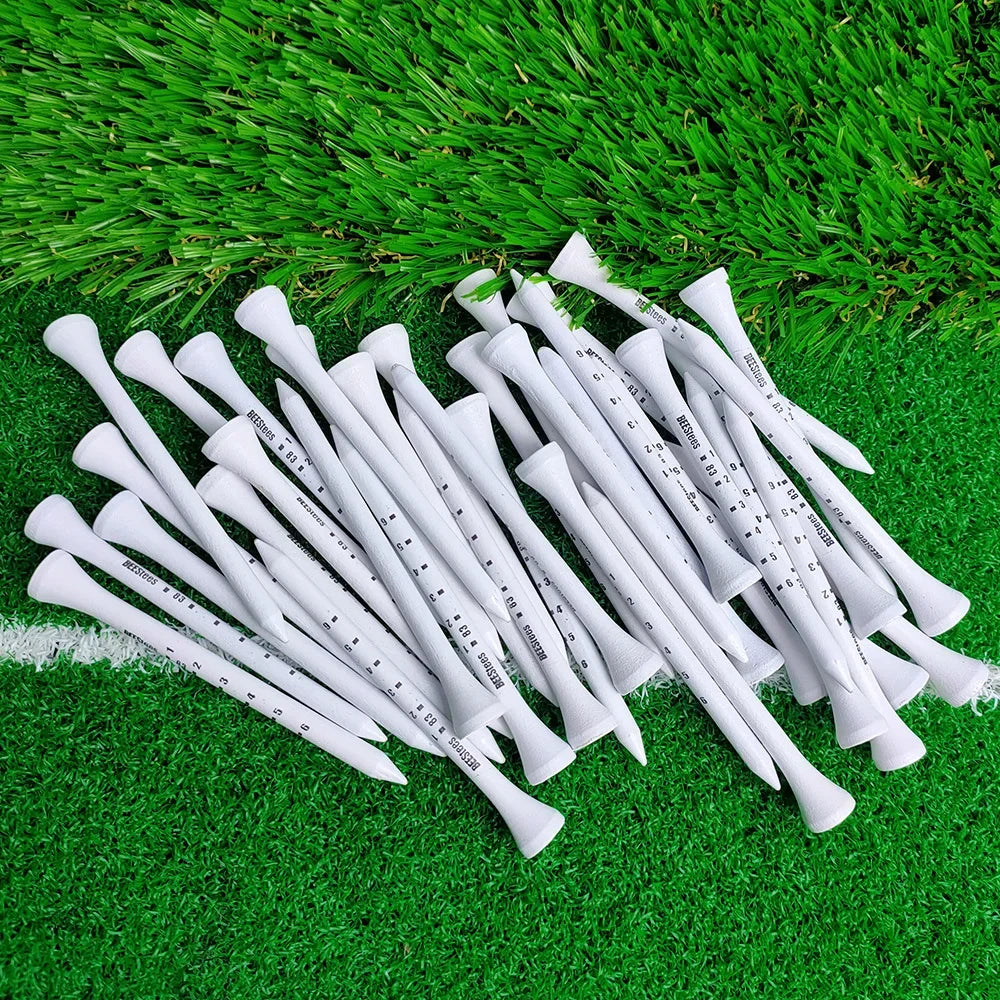 PGM 50pcs Wooden Golf Tees – Durable, Stable Tee Set for Improved Accuracy & Consistent Ball Height (Model D7) - Ravar