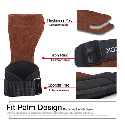 Gym Grips For Men Women Cowhide Palm Guards Weightlifting Fitness Workout Gloves Grips with Wrist Wraps Training Equipment - Ravar