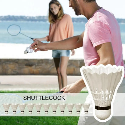 12-Pack Feather Badminton Shuttlecocks – Goose Feather & Foam Head for High-Speed Training & Outdoor - Ravar