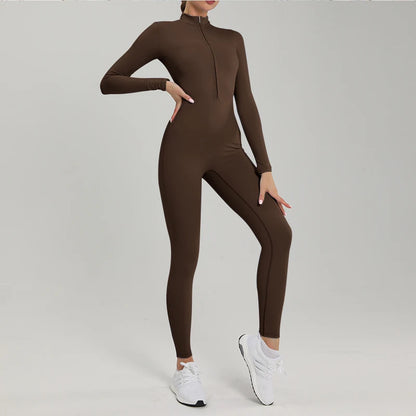 Women’s Long Sleeve Fitness Jumpsuit – One-Piece Workout Romper & Gym Tracksuit - Ravar