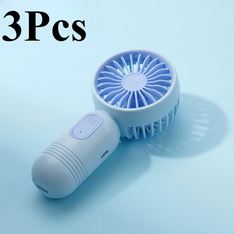 USB Mini Rechargeable Portable Fan with 3 Speeds, Handheld Fan for Gift Choice, Perfect For Office, Outdoor, Travel, Camping - Ravar