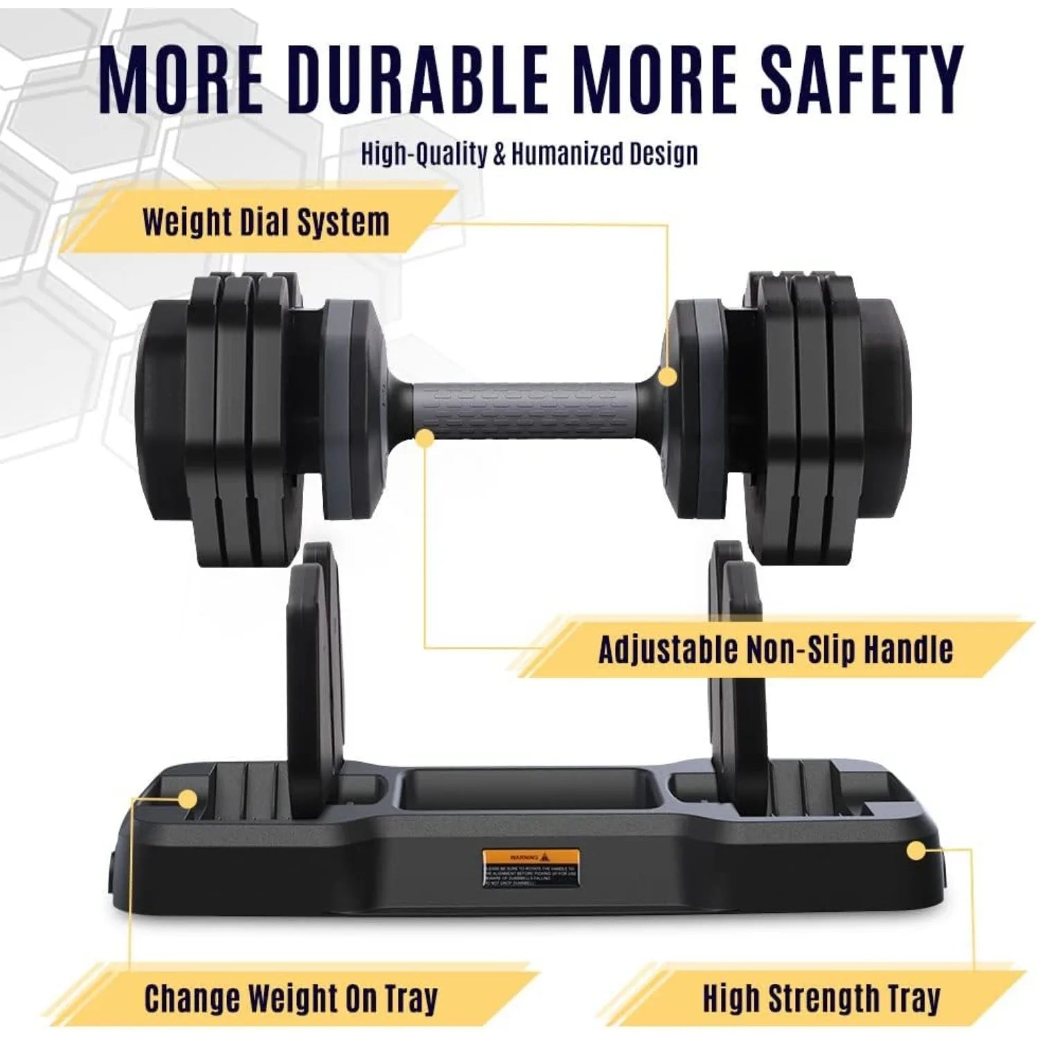 49KG Pair Adjustable Dumbbells, 24.5KG 5-in-1 Dumbbell Set with Anti-Slip Fast Adjust Turning Handle for Body Workout Fitness - Ravar
