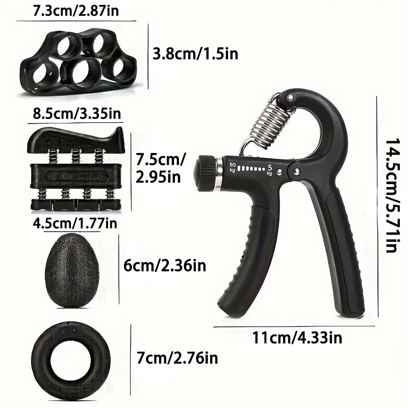 5-Piece Adjustable Hand Grip Strengthener Set for All Fitness Levels