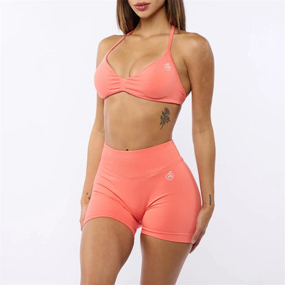 Two Piece Womens Shaper Backless Bra & Sports Shorts