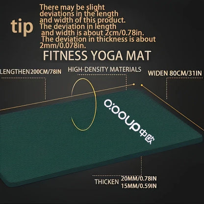 15/20mm Thick NBR Yoga Mat Moisture-proof Outdoor Non-Slip Durable Camping Picnic Mat 200x80cm Exercise Gym Fitness Workout - Ravar