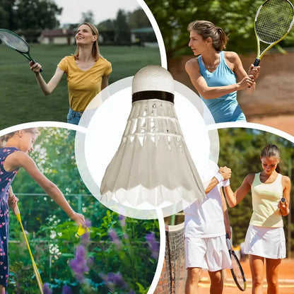 12-Pack Feather Badminton Shuttlecocks – Goose Feather & Foam Head for High-Speed Training & Outdoor - Ravar