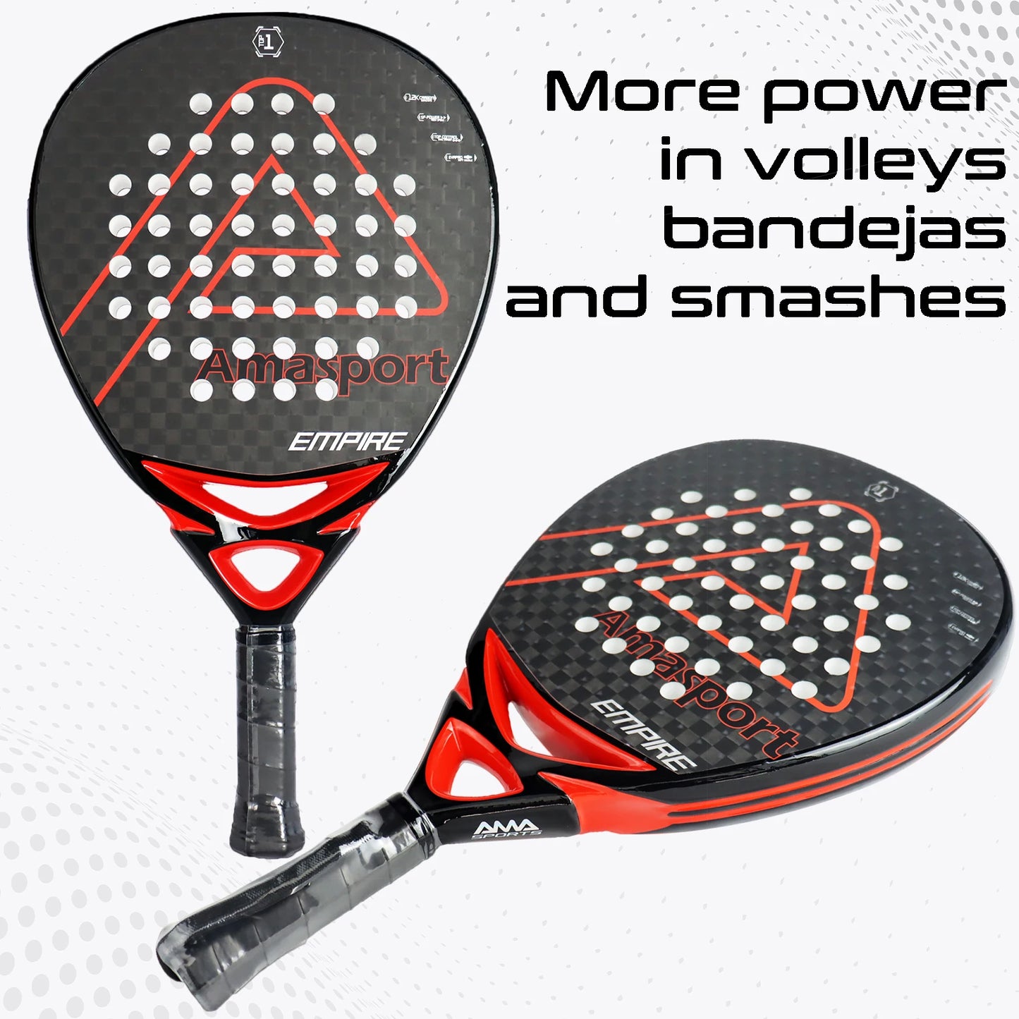 AMASPORT 3k/12k/18k Padel Tennis Racquets High Density & Quality With Padel Bags For Racket EVA Memory Flex Foam Core For Unisex - Ravar