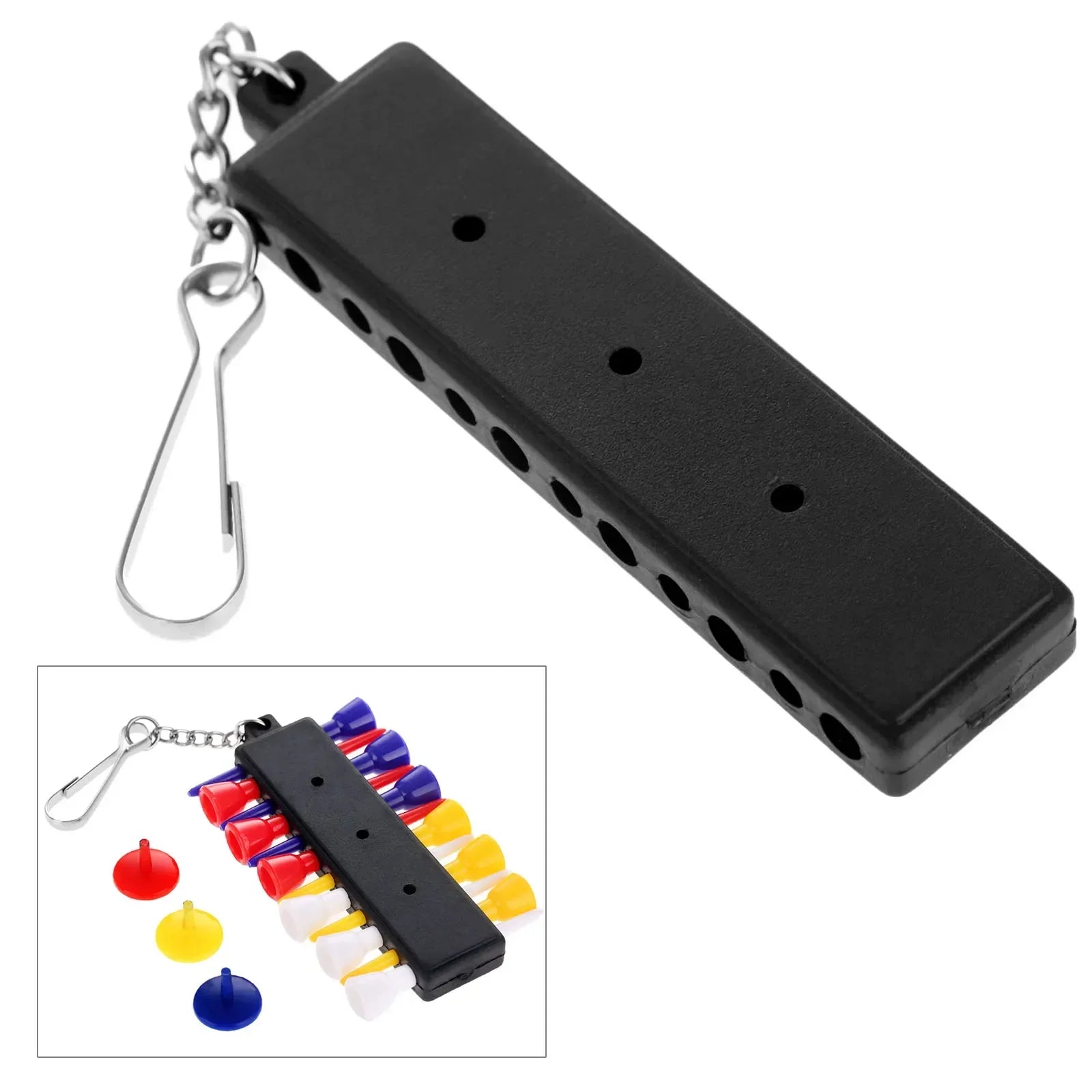 Rubber Golf Tee Holder with Ball Marker Keeper – Holds 12 Tees & 3 Markers, Compact & Durable Golf Accessory (10×2.4cm) - Ravar