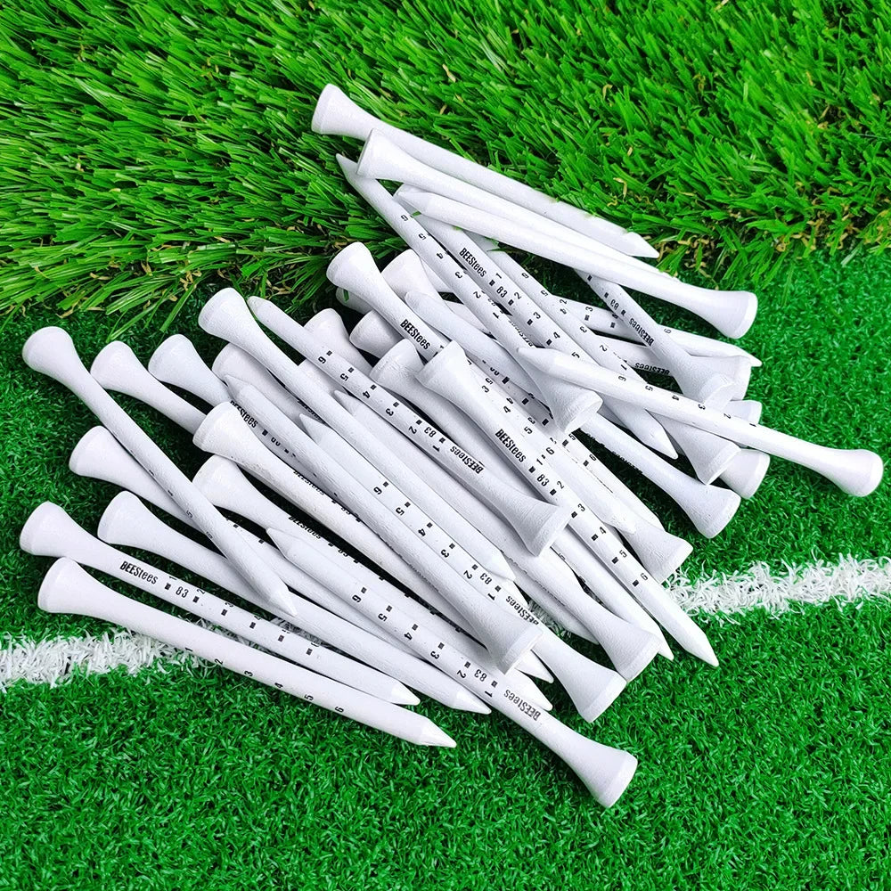PGM 50pcs Wooden Golf Tees – Durable, Stable Tee Set for Improved Accuracy & Consistent Ball Height (Model D7) - Ravar