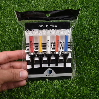 Caiton 5pcs Magnetic Golf Tee Set – 360° Impact Plastic Tees with Anti-Fly String for Training & Distance Improvement