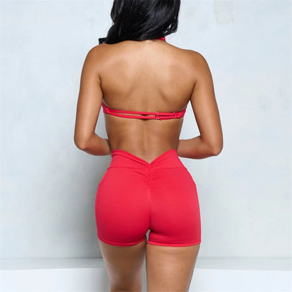 Two Piece Halter Bra and Short Set Bras Set