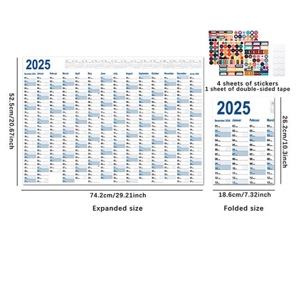2025 Yearly Wall Calendar Annual Planner Home Decoration Desk Accessories Home Schedule Organizer 12 Months 365 Days Calendar - Ravar