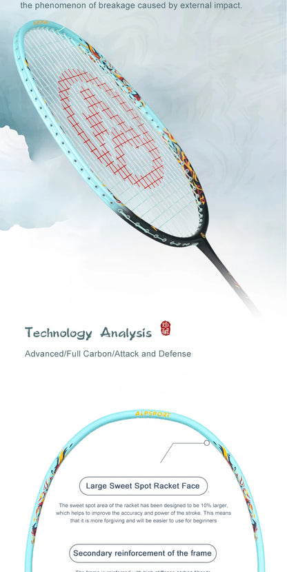 Badminton Racket – Carbon Fiber Offensive Racket for Adults & Teens | 22-27LBS Lightweight Pro Training Racket - Ravar