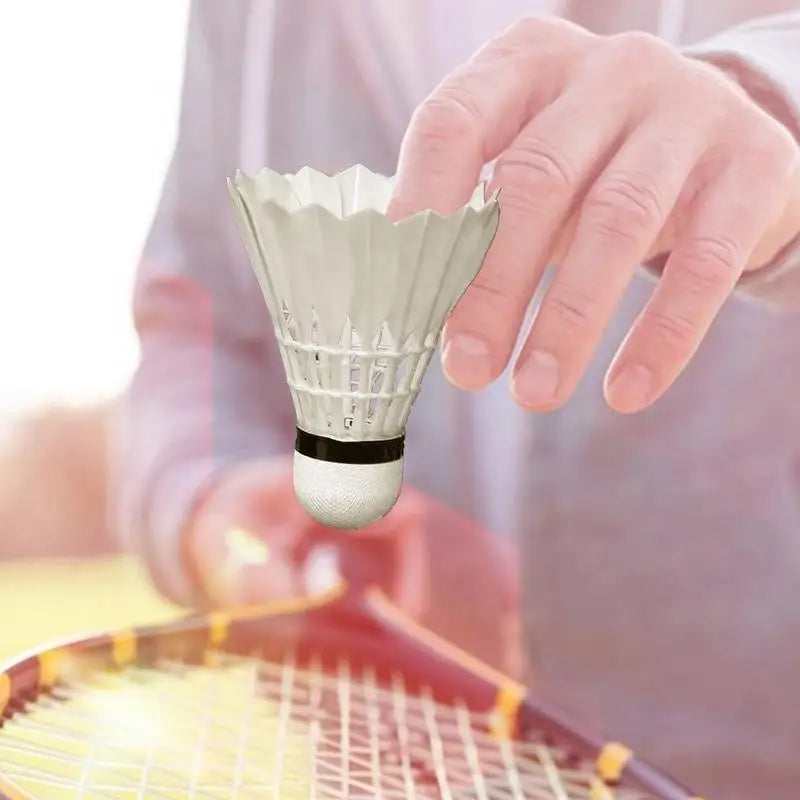 12-Pack Feather Badminton Shuttlecocks – Goose Feather & Foam Head for High-Speed Training & Outdoor - Ravar