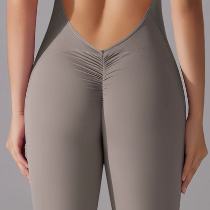 Women’s Scrunch Butt Backless Jumpsuit – Sexy Sleeveless Gym & Yoga One-Piece - Ravar