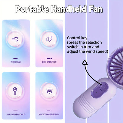 USB Mini Rechargeable Portable Fan with 3 Speeds, Handheld Fan for Gift Choice, Perfect For Office, Outdoor, Travel, Camping - Ravar