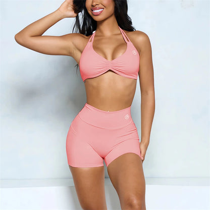 Two Piece Halter Bra and Short Set Bras Set