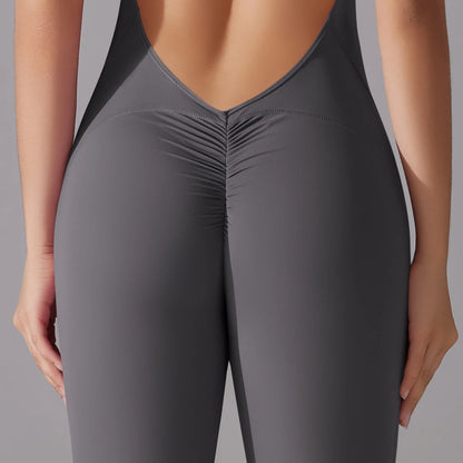Women’s Scrunch Butt Backless Jumpsuit – Sexy Sleeveless Gym & Yoga One-Piece - Ravar