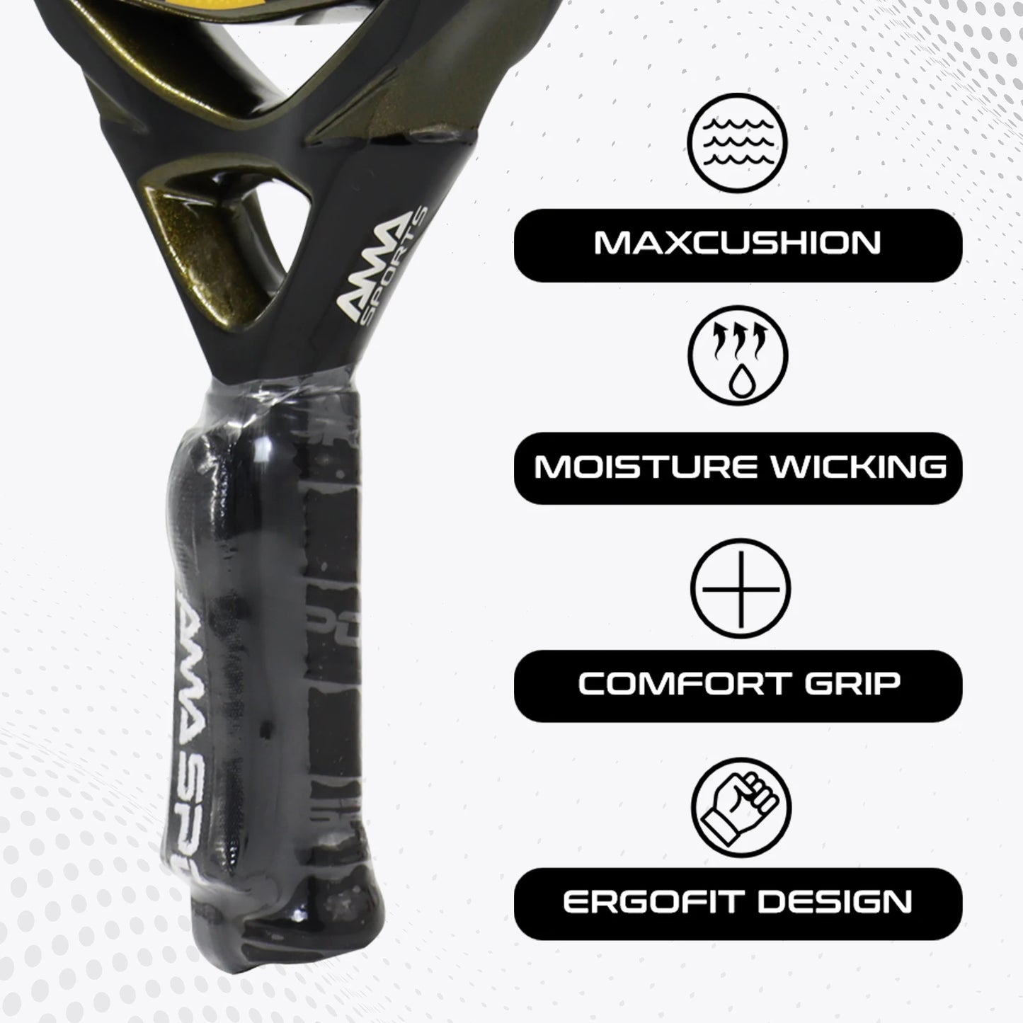 AMASPORT 3k/12k/18k Padel Tennis Racquets High Density & Quality With Padel Bags For Racket EVA Memory Flex Foam Core For Unisex - Ravar