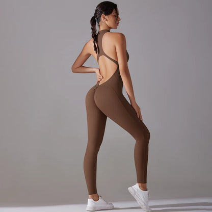 Women’s Scrunch Butt Backless Jumpsuit – Sexy Sleeveless Gym & Yoga One-Piece - Ravar