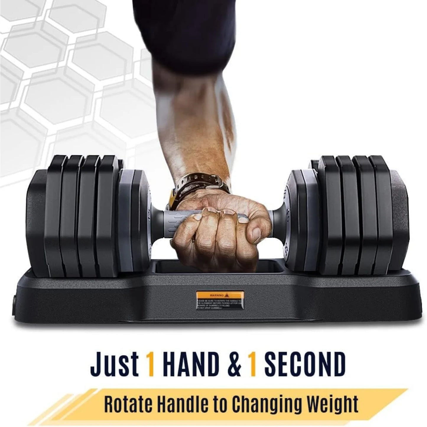 49KG Pair Adjustable Dumbbells, 24.5KG 5-in-1 Dumbbell Set with Anti-Slip Fast Adjust Turning Handle for Body Workout Fitness - Ravar