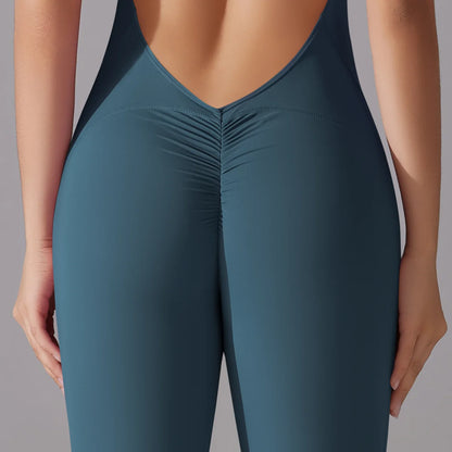 Women’s Scrunch Butt Backless Jumpsuit – Sexy Sleeveless Gym & Yoga One-Piece - Ravar