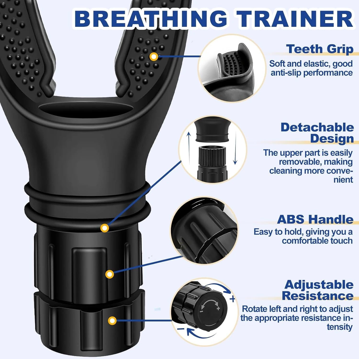Adjustable Lung Trainer for Breathing & Respiratory Fitness – Increases Lung Capacity & Stamina - Ravar
