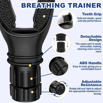 Adjustable Lung Trainer for Breathing & Respiratory Fitness – Increases Lung Capacity & Stamina - Ravar