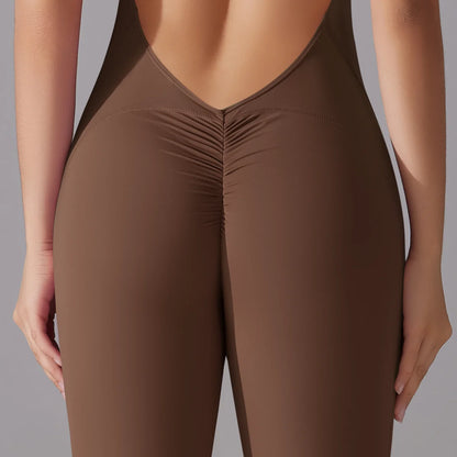Women’s Scrunch Butt Backless Jumpsuit – Sexy Sleeveless Gym & Yoga One-Piece - Ravar