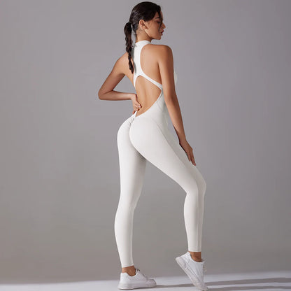 Women’s Scrunch Butt Backless Jumpsuit – Sexy Sleeveless Gym & Yoga One-Piece - Ravar
