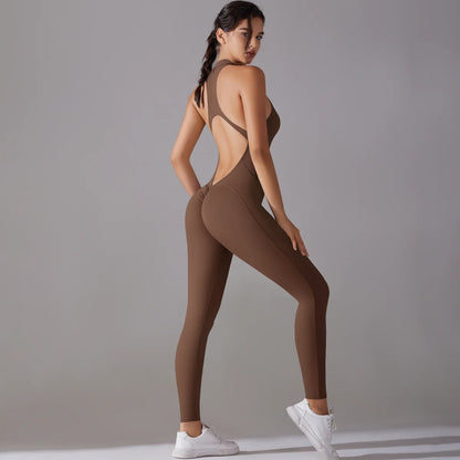 Women’s Scrunch Butt Backless Jumpsuit – Sexy Sleeveless Gym & Yoga One-Piece - Ravar