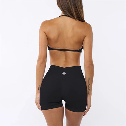 Two Piece Womens Shaper Backless Bra & Sports Shorts