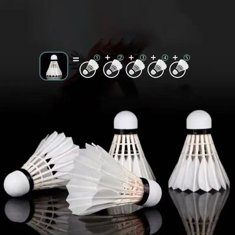 12-Pack Feather Badminton Shuttlecocks – Goose Feather & Foam Head for High-Speed Training & Outdoor - Ravar
