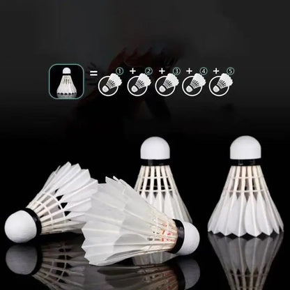 12-Pack Feather Badminton Shuttlecocks – Goose Feather & Foam Head for High-Speed Training & Outdoor - Ravar