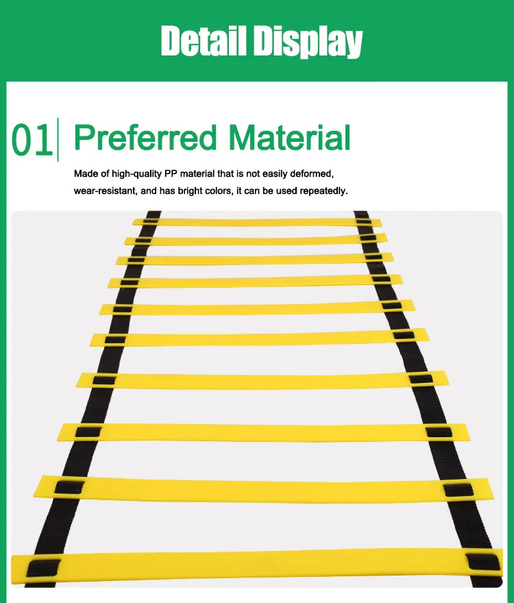 Sports Agility Ladder Football Adjustable Nylon Strap Jumping Ladder Speed Fitness Body Coordination Warm-Up Training Tool - Ravar