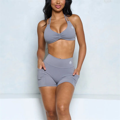 Two Piece Halter Bra and Short Set Bras Set