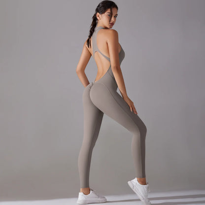 Women’s Scrunch Butt Backless Jumpsuit – Sexy Sleeveless Gym & Yoga One-Piece - Ravar