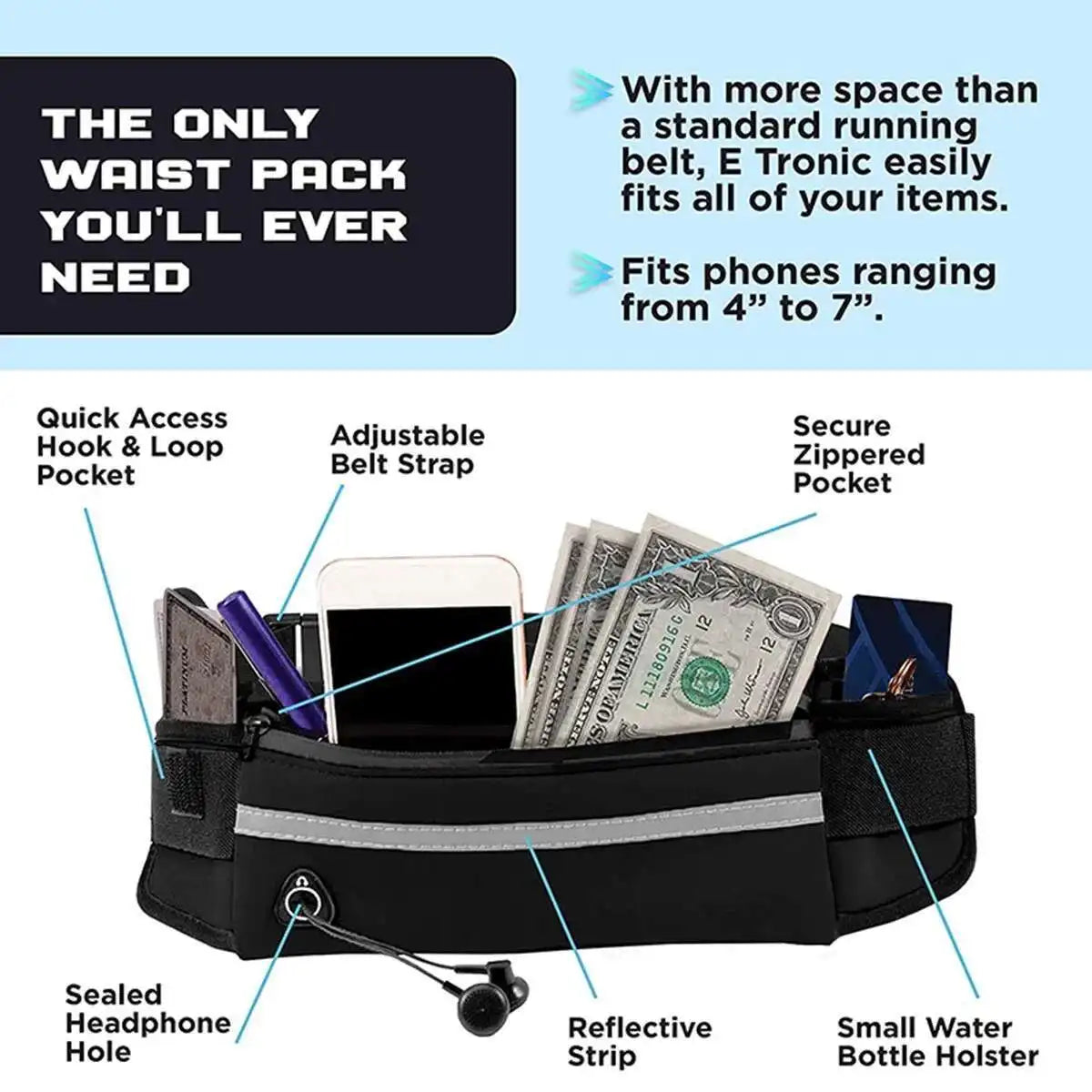 Hands-Free Dog Running Leash with Adjustable Waist Bag – Reflective & Shock-Absorbing Design - Ravar