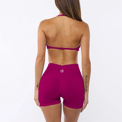 Two Piece Womens Shaper Backless Bra & Sports Shorts