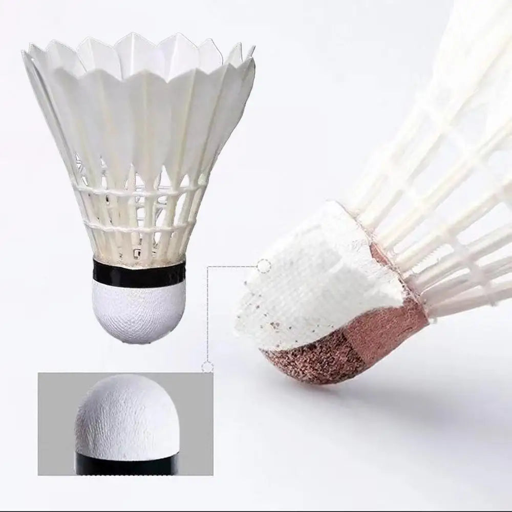 12-Pack Feather Badminton Shuttlecocks – Goose Feather & Foam Head for High-Speed Training & Outdoor - Ravar
