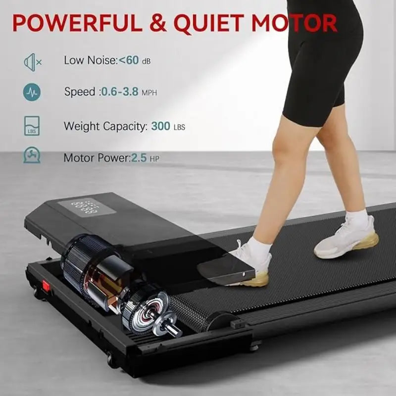 300 Ibs Weight Capacity 2.5 HP 2 in 1 Portable Treadmill for Home with Remote Control LED Display Walking Pad Treadmill - Ravar